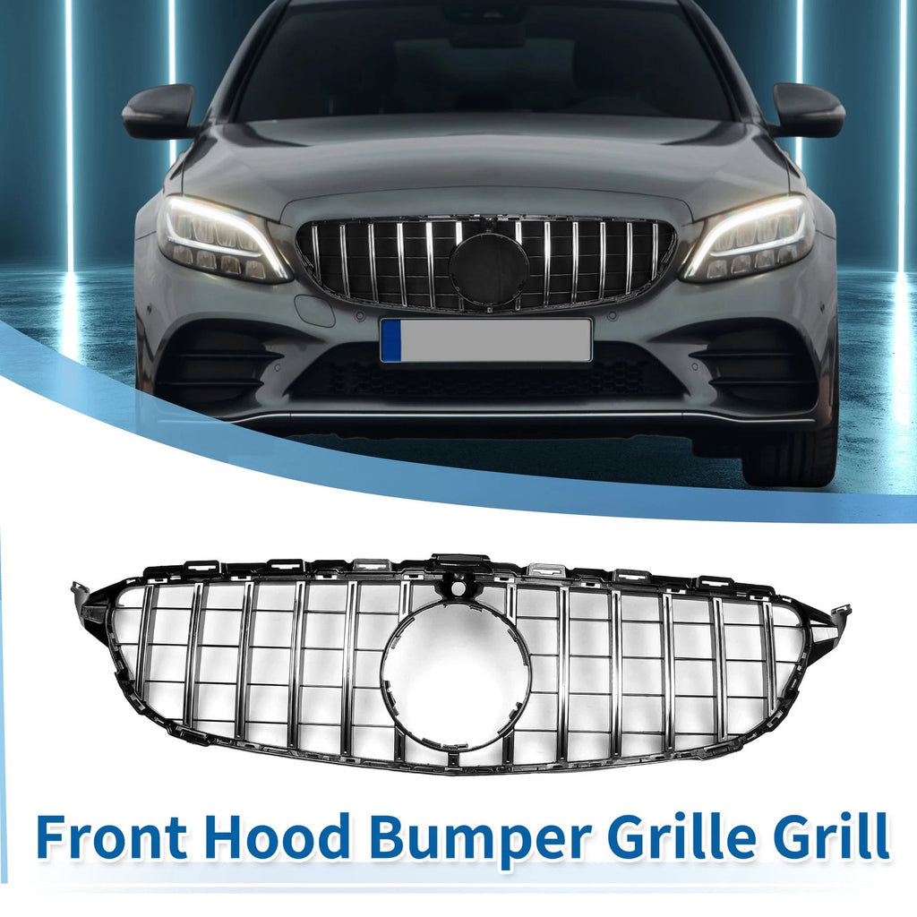 Front Upper Bumper Grille for Mercedes-Benz C250 Black Chrome (2015–2018)