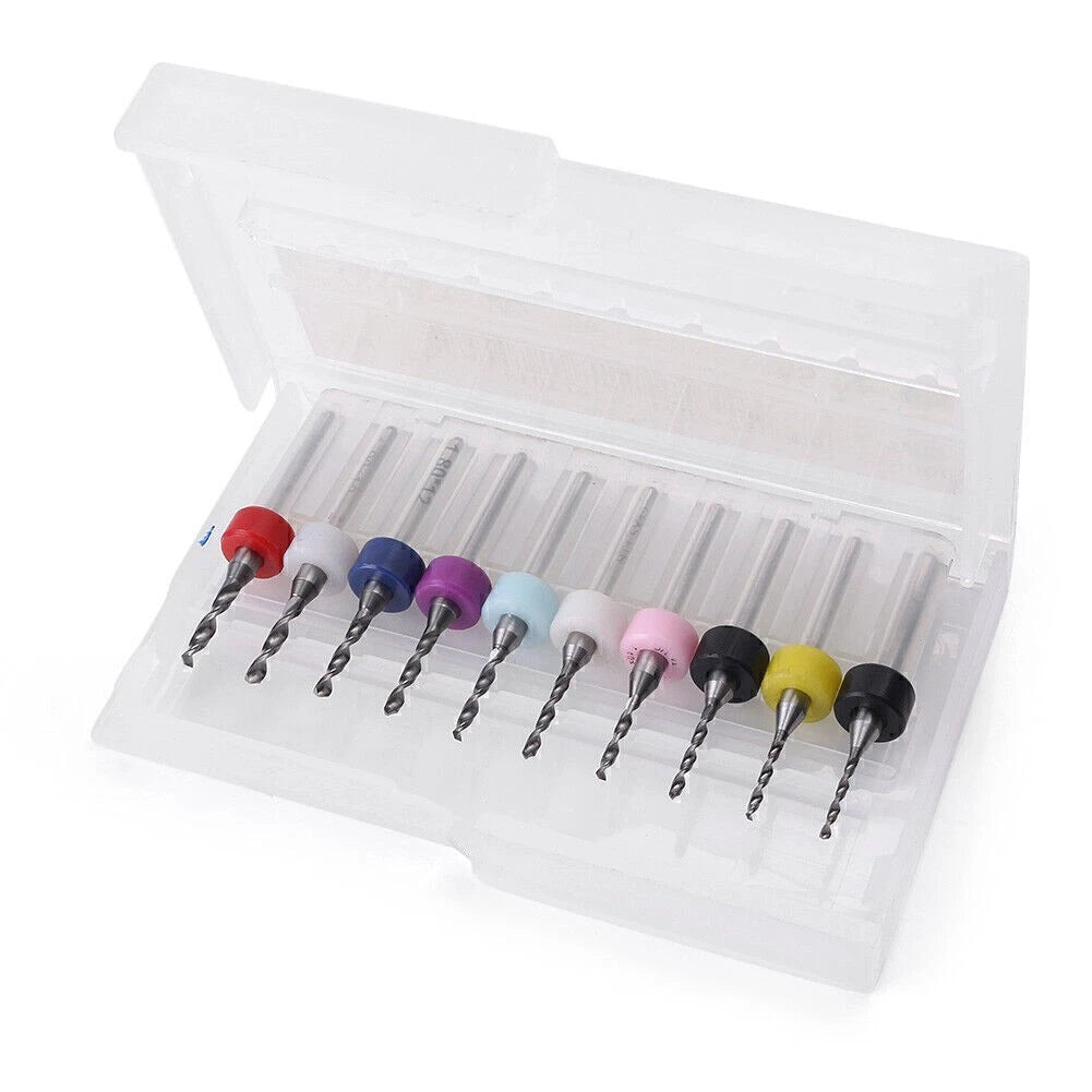 10PCS Carbide Micro Drill Bits Set for PCB CNC Circuit Board (1.1mm–2.0mm)