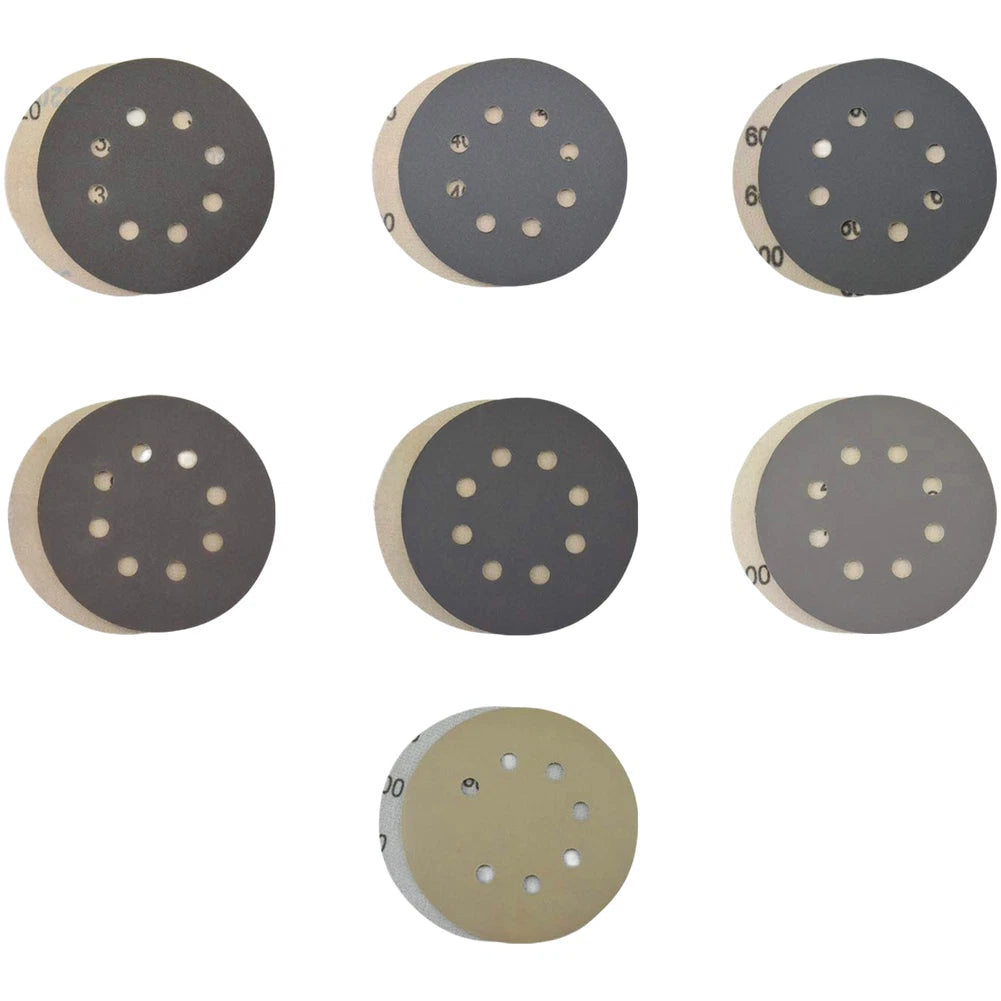 60 Pcs 5 Inch 8 Hole Silicon Carbide Sanding Discs for General Purpose