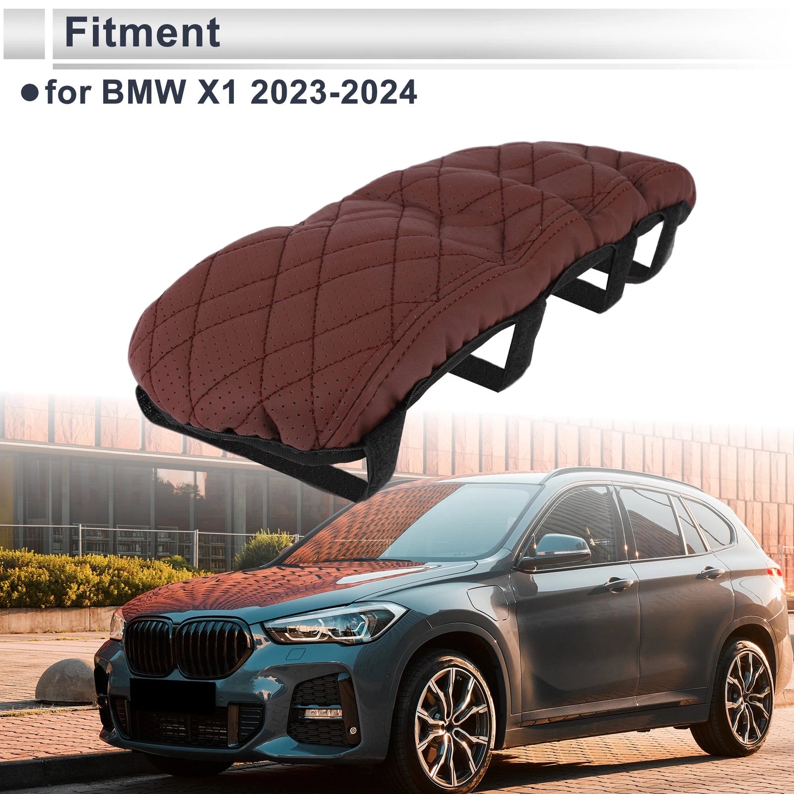 Car Center Console Cover Replacement for BMW X1 (2023–2024) Wine Red