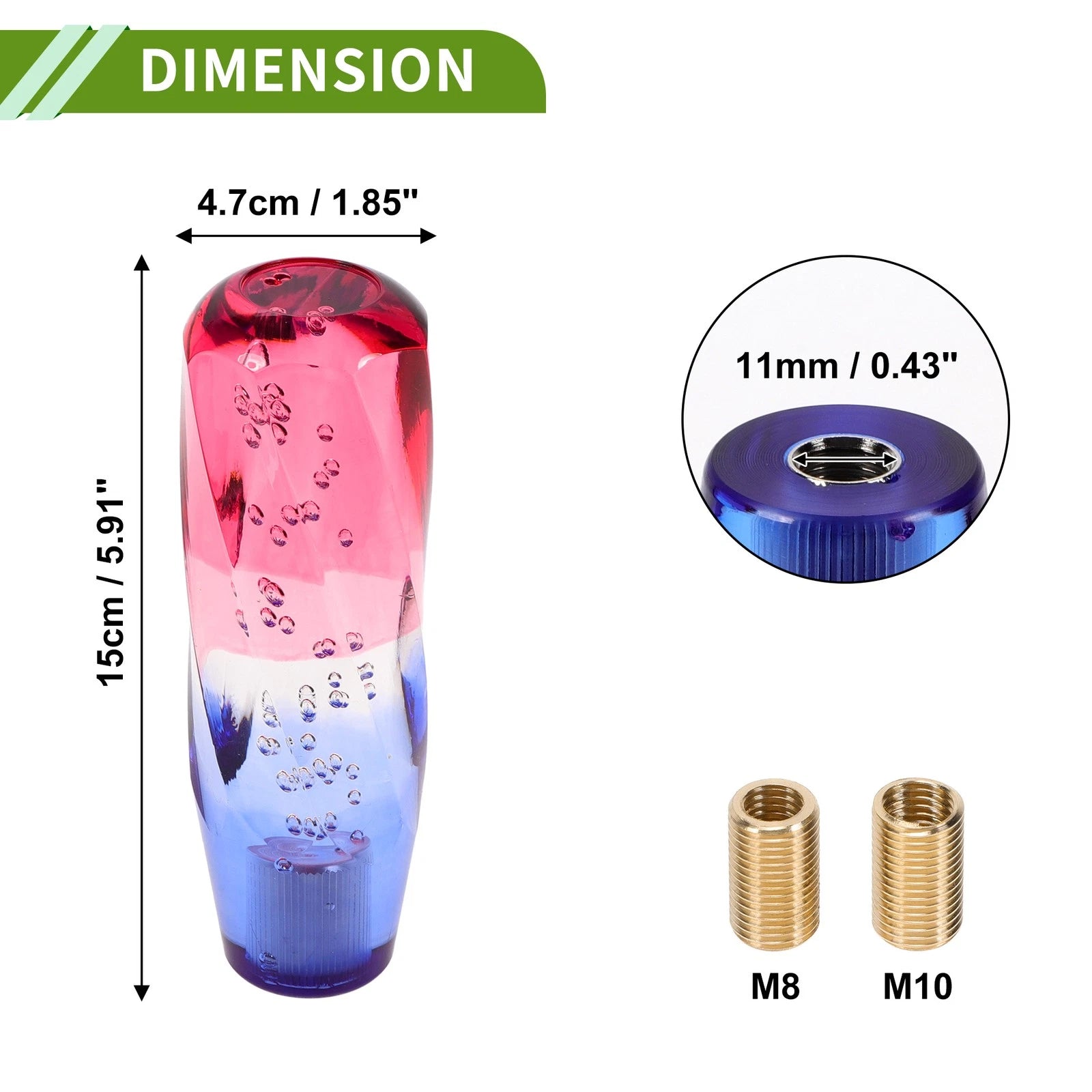 Crystal Shift Knob with 2 Adapters for Universal Fit (15cm, Red White)