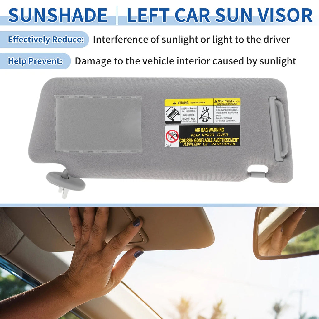 Left Sun Visor with Mirror and Light Replacement for Toyota Tacoma (2005–2015)
