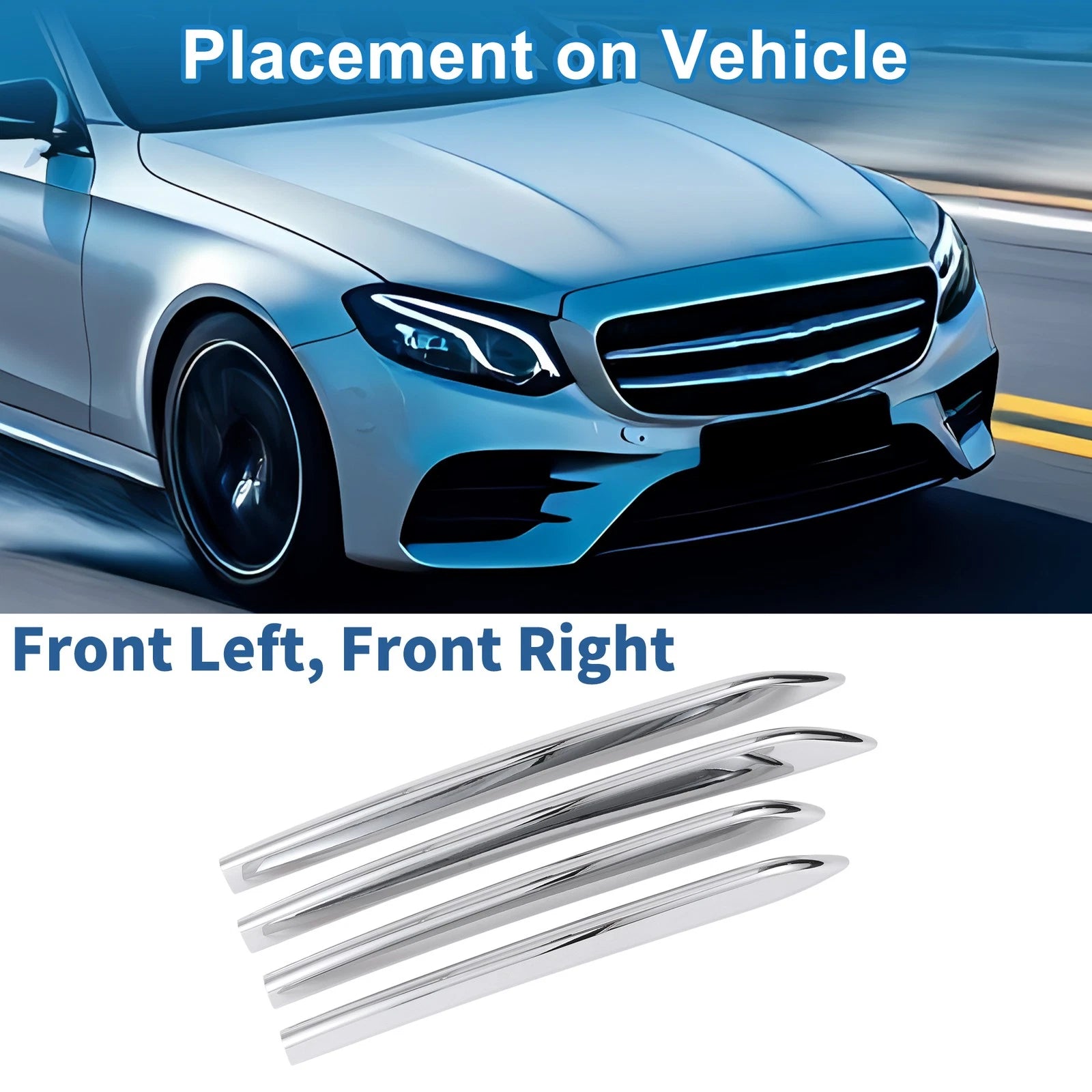 4 Pcs Headlight Trim Bezel Front Left Right Replacement for Mercedes E Class (2005–2015)