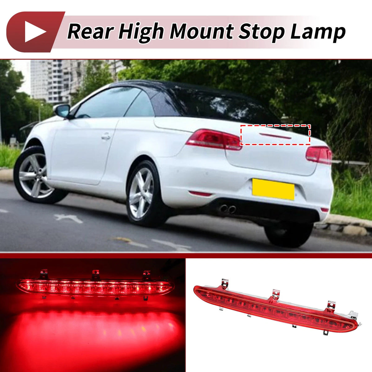Red LED Third Brake Light Replacement for Volkswagen EOS (2006–2016)