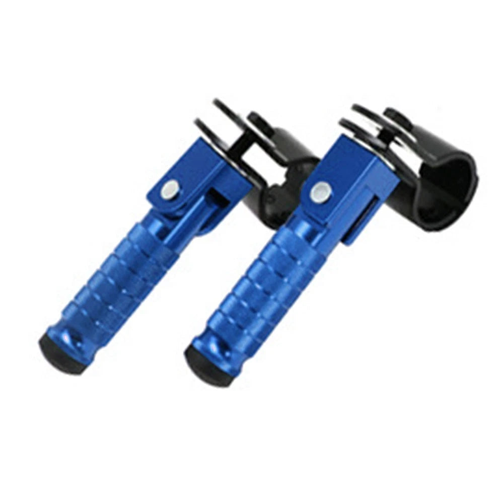 2X Blue Motorcycle Folding Rear Footpeg Kit for Universal (30mm-32mm)