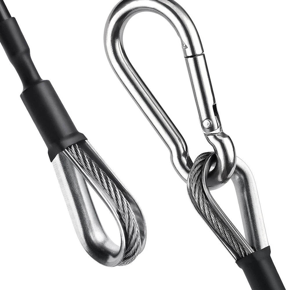 2pcs Pull Down Gym Cable Extension with 2pcs Carabiners Black