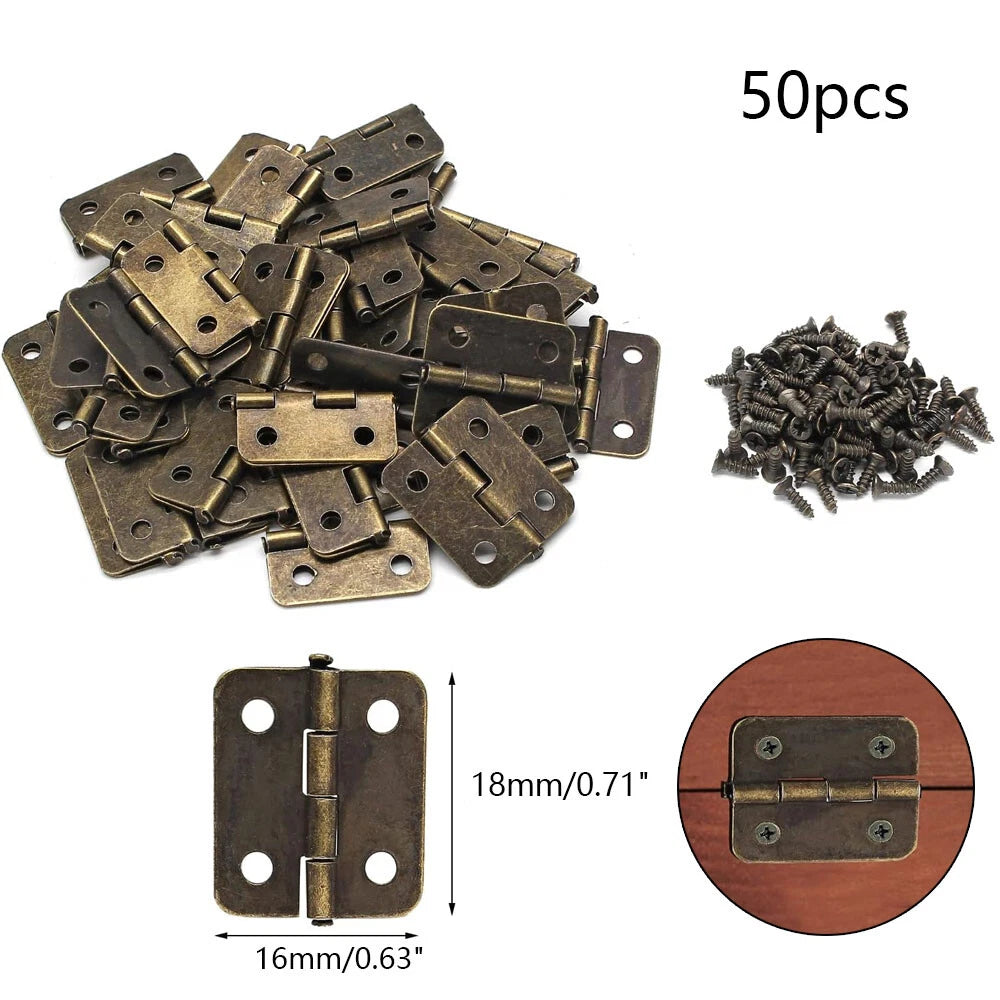 50Pc Antique Bronze Tiny Hinge for Jewelry Box Door (18x16mm)