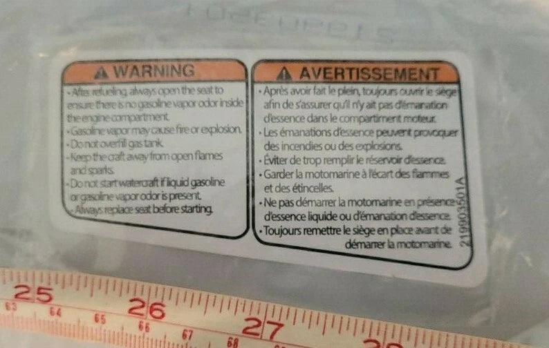 Fuel Vapor Warning Sticker for Sea-Doo Yamaha Kawasaki Waverunner (Jet Ski)