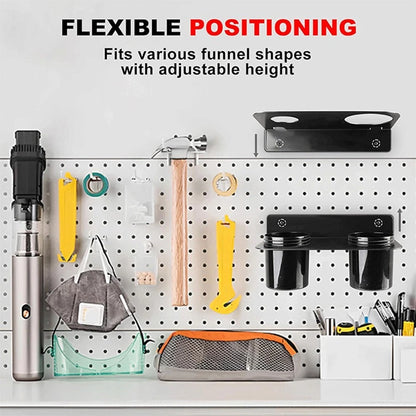 Funnel Holder for Wall Mount with 2 Drip Cups for Clean Workspace
