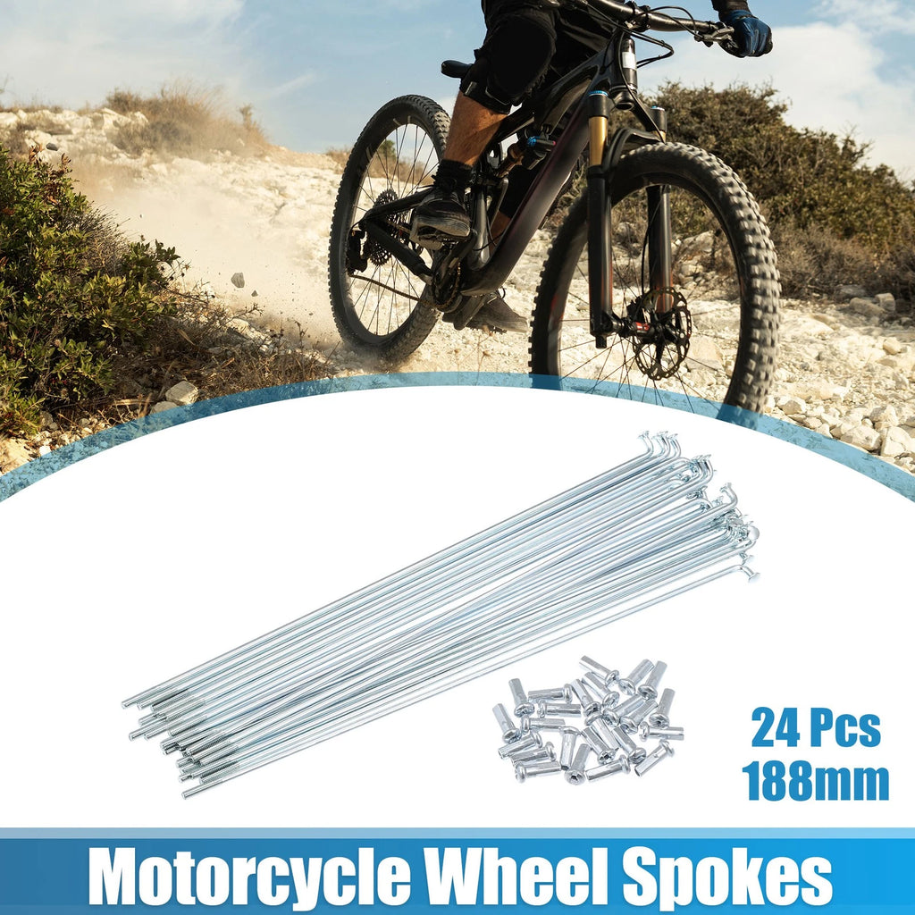 Spoke Set 24pcs 13G J Bend Galvanized for Bicycle 188mm with Nipples