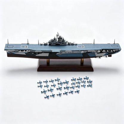 Diecast Model USS Franklin CV-13 Aircraft Carrier with 30 Deck Planes & Stand