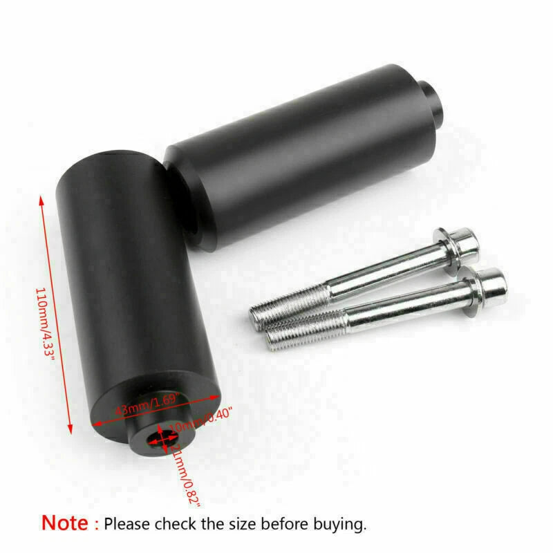 Frame Sliders Crash Protector for Yamaha FZ6 (2004–2009) No Cut Black Extended
