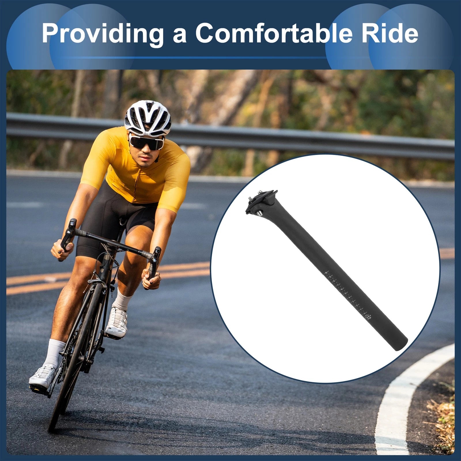 Seat Posts 31.6x400mm Carbon Fiber Matte Black Adjustable Angle for Bike