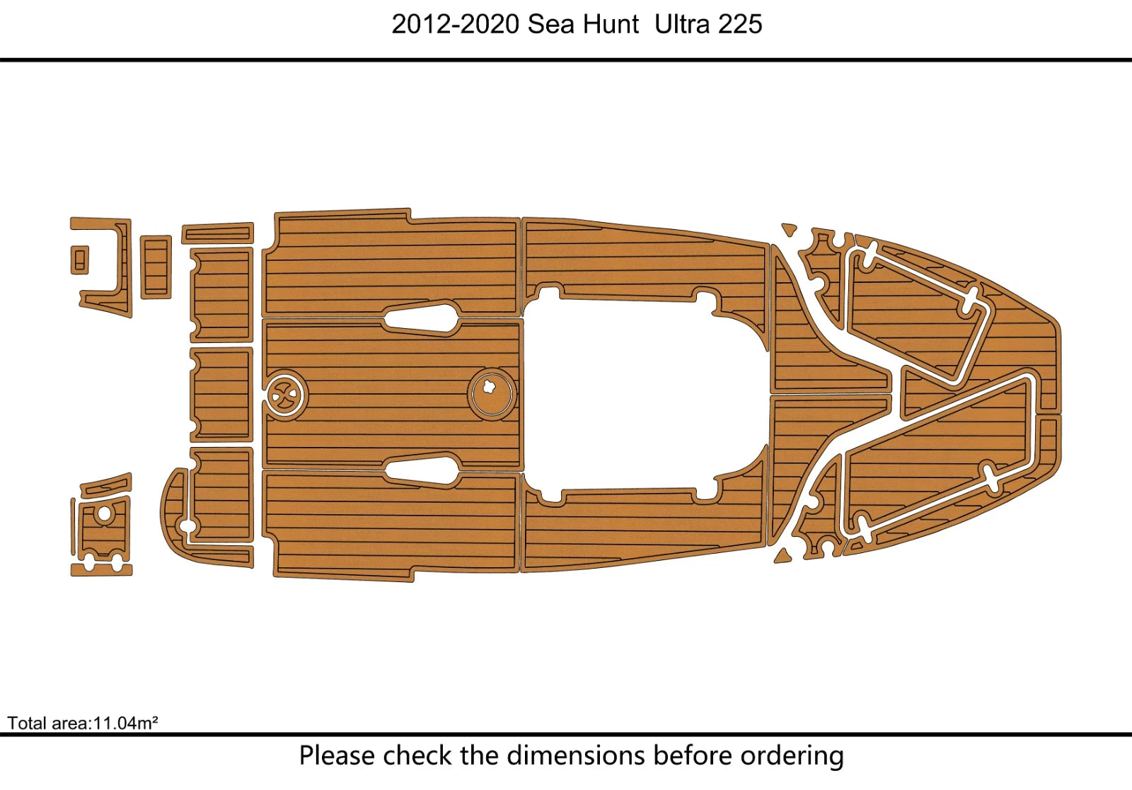 Set of 2 EVA Foam Teak Deck Pads for Sea Hunt 225 ULTRA (2020–2021)