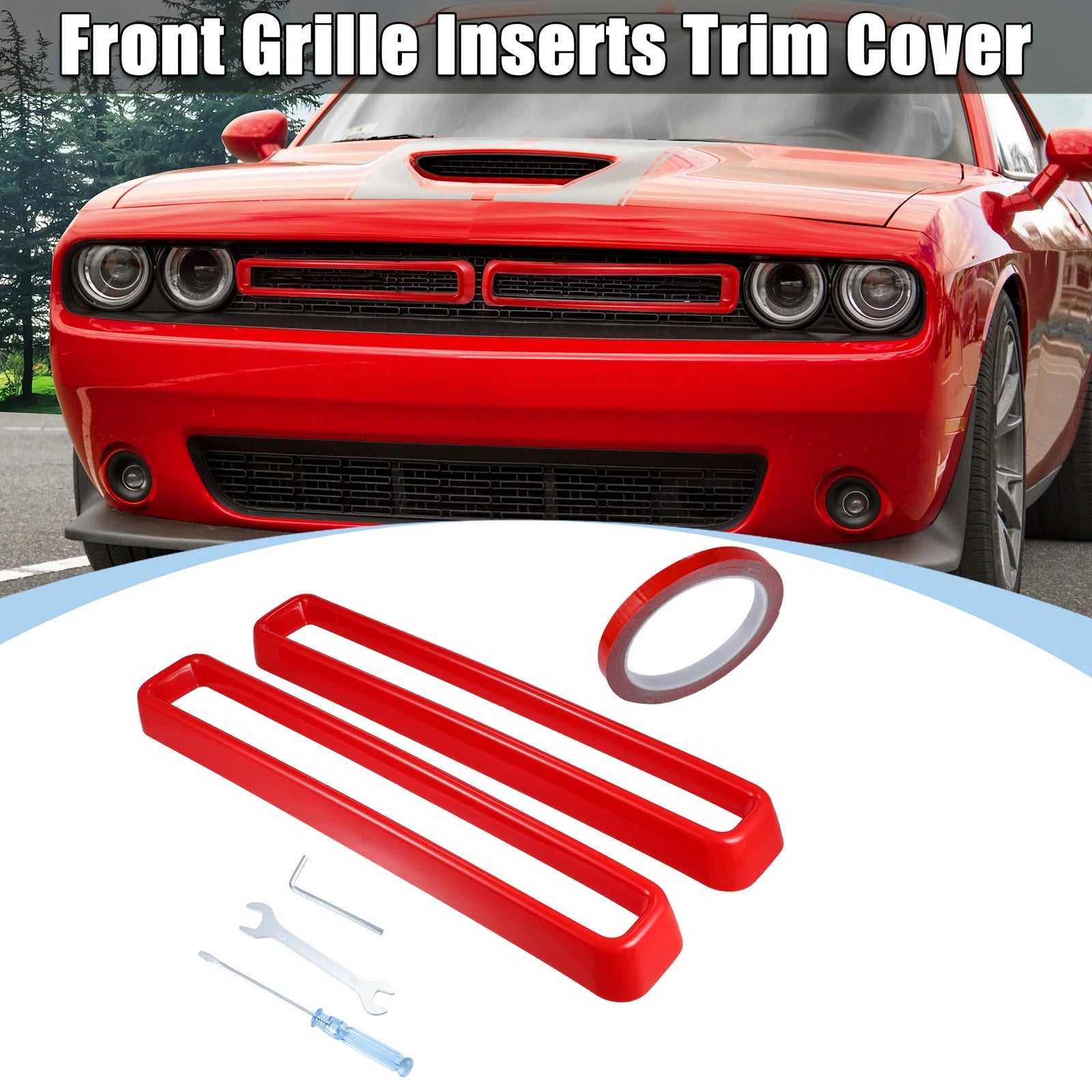 Front Grille Mesh Insert Trim for Dodge Challenger (2015–2022) Red