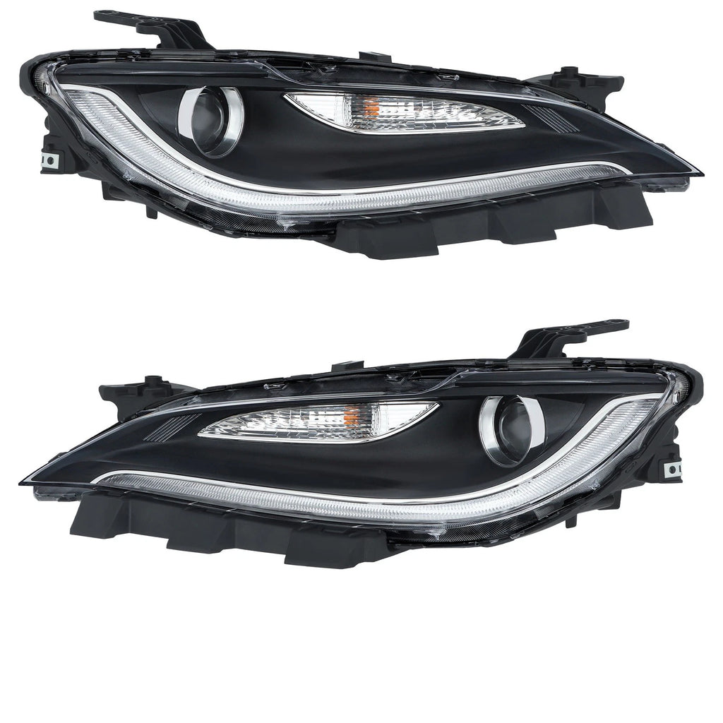Set of 2 Halogen Headlights with LED DRL for Chrysler 200 (2015–2017)