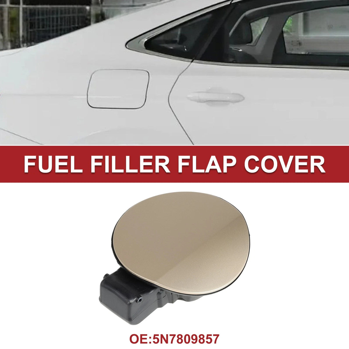 Fuel Tank Door Cap Replacement for Volkswagen Tiguan (2010–2019) Gold Tone
