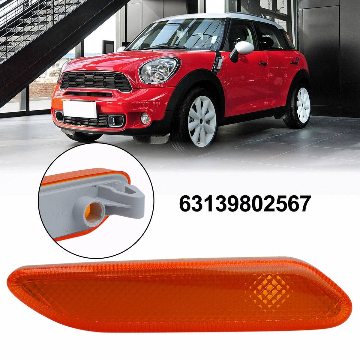 Left Side Car Turn Signal Assembly for MINI in Bright Yellow 63139802567