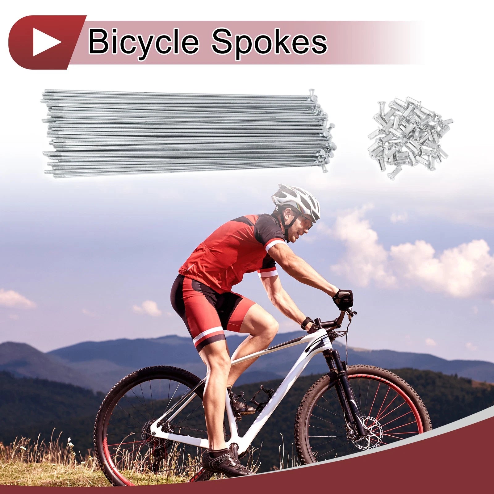 Set 48 Bicycle Spokes 260mm Carbon Steel Galvanized for 10G Wheels