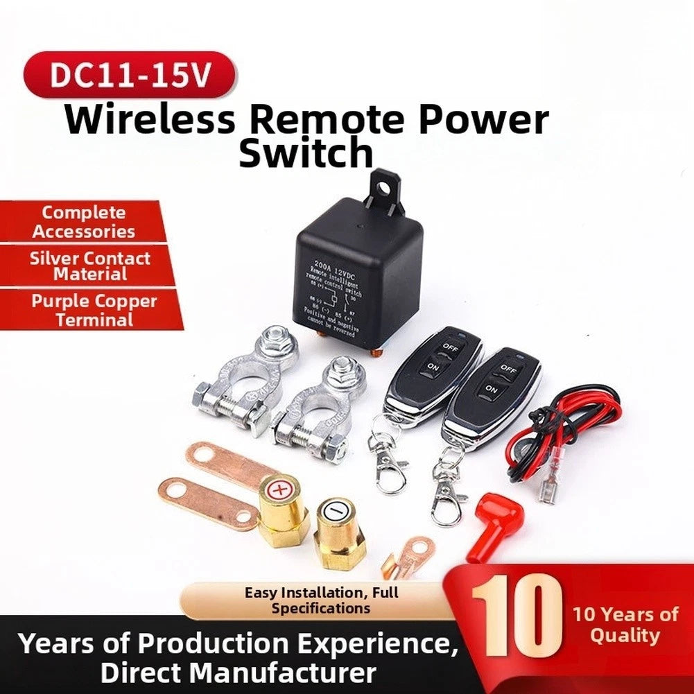 Wireless Remote Control Switch 200A 12VDC for Vehicle Power Relay