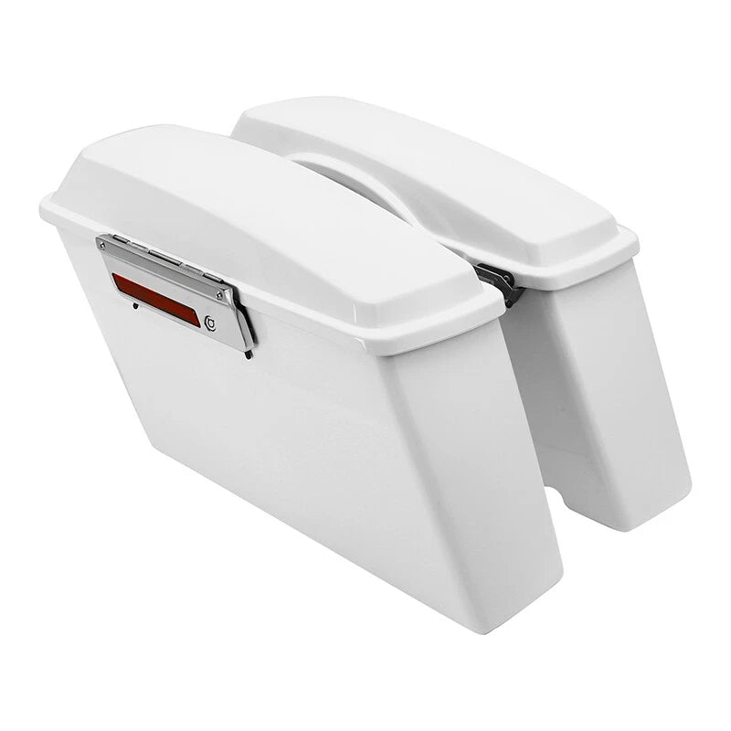 White Hard Saddlebags & Conversion Bracket for Harley Softail Fatboy (1984–2017)