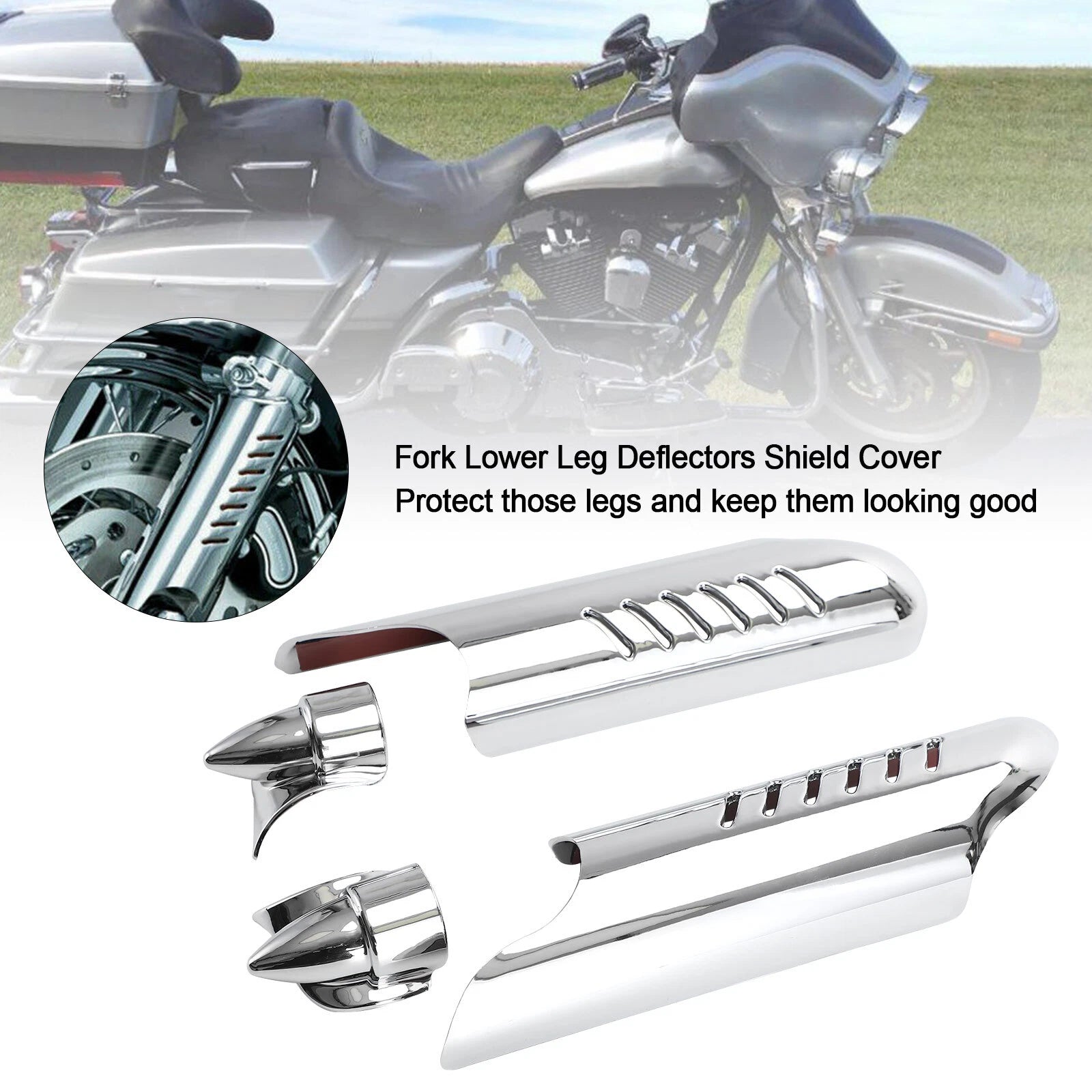 Fork Lower Leg Deflectors Shield Cover for Harley Touring Electra Glide (2000–2013)