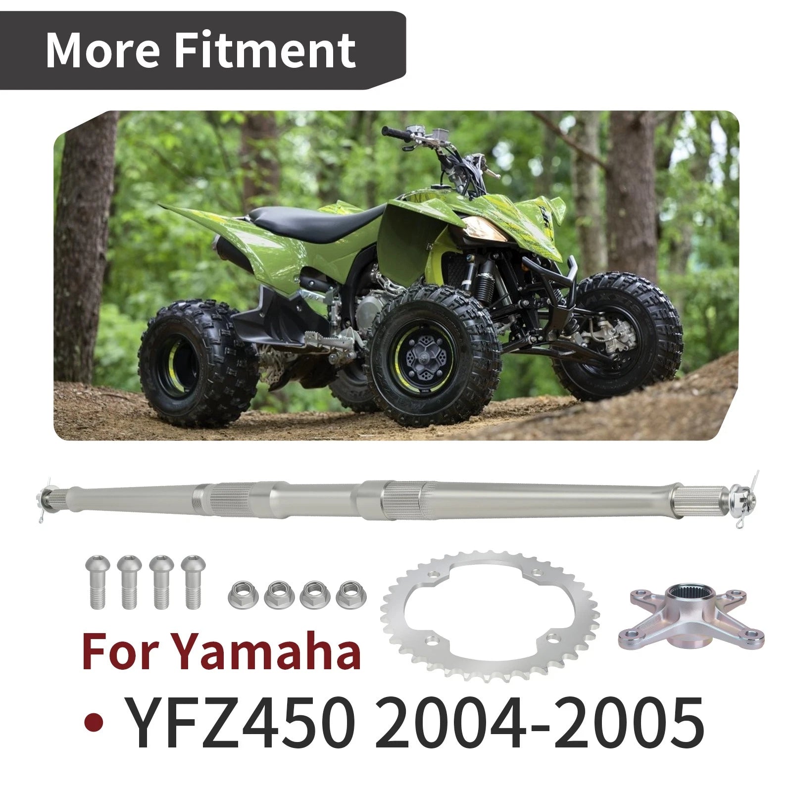 Rear Axle Shaft & Collar Sprocket Hub Kit for Yamaha YFZ450 (2004–2005)