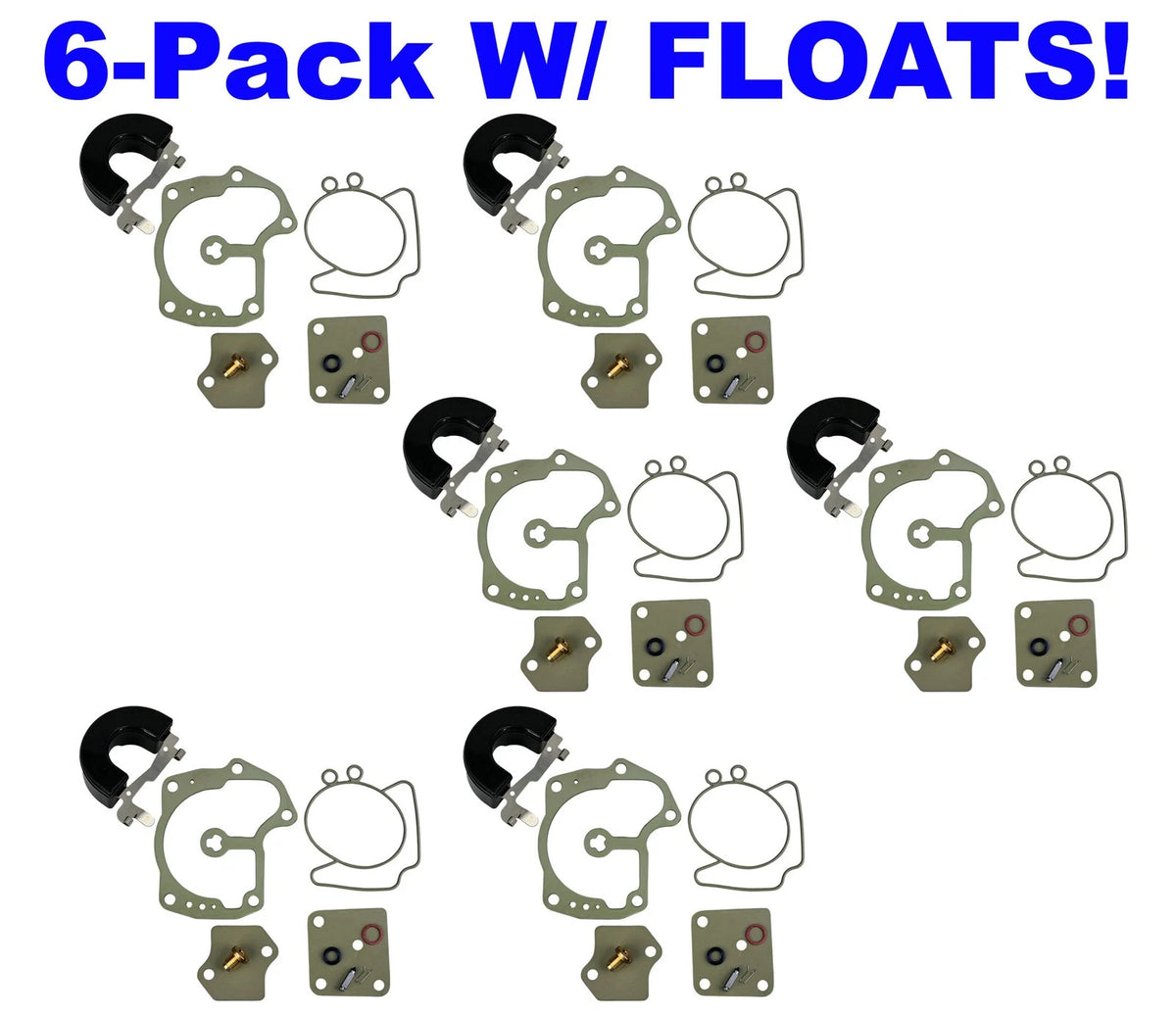 6-Pack Carb Repair Kit for Johnson Evinrude V4 V6 V8 (439078 439079)