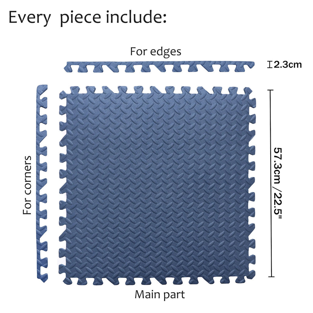 EVA Foam Interlocking Exercise Mat Tiles for Gym Flooring (Blue)