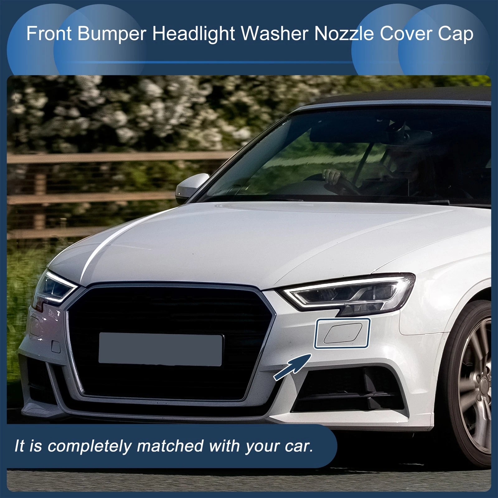 Front Left Washer Nozzle Cover Cap for Audi A3 8V (2016–2020) Gray 1 Pc