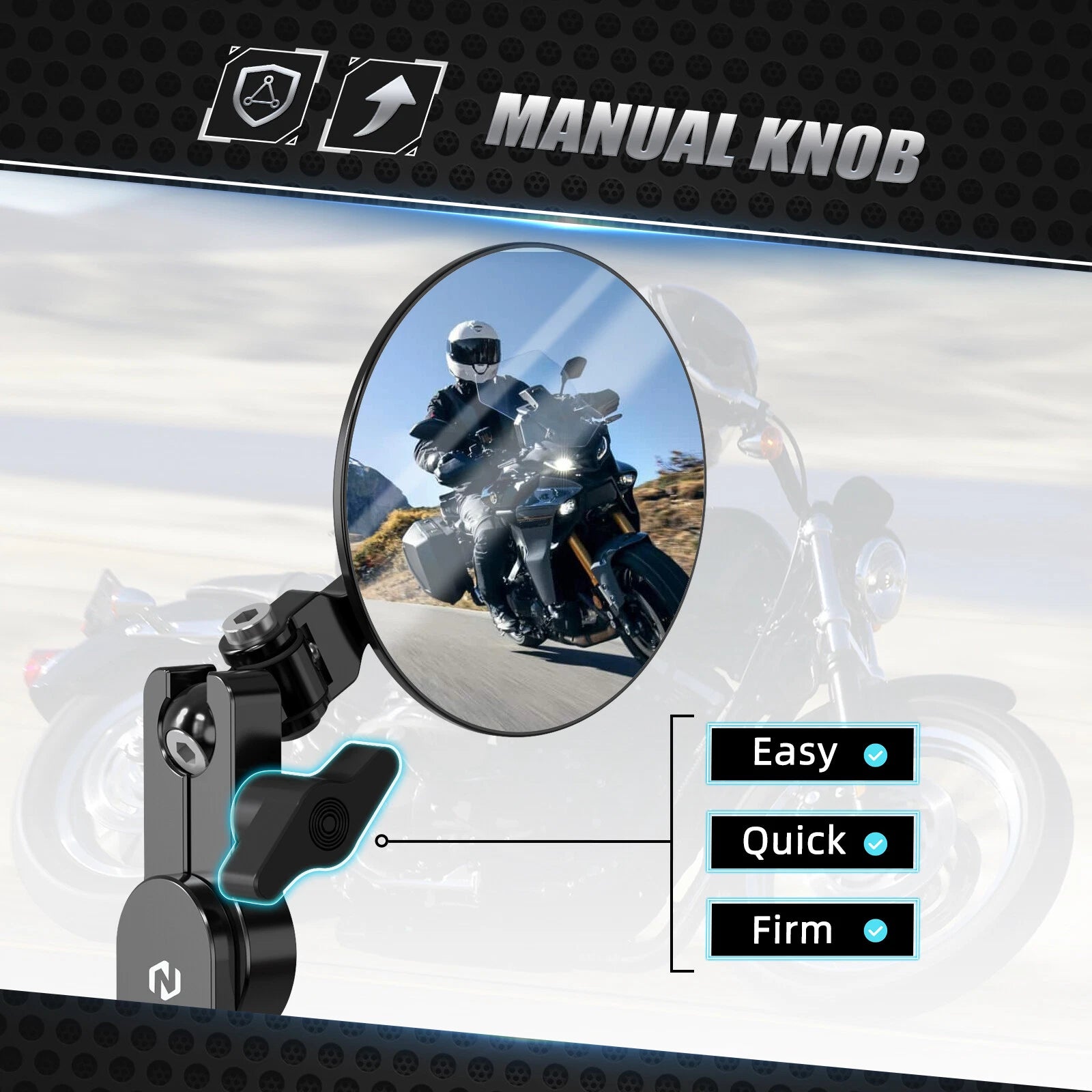 Foldable Round Quick Flip Mirrors Kit for Universal Motorcycle Hand Guard