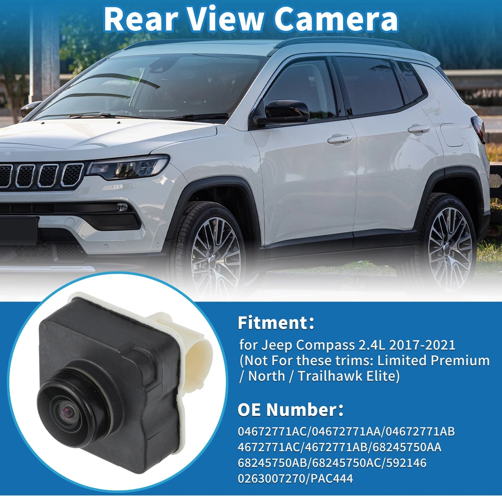 Rear View Camera for Jeep Compass (2017–2021) 04672771AC/04672771AA