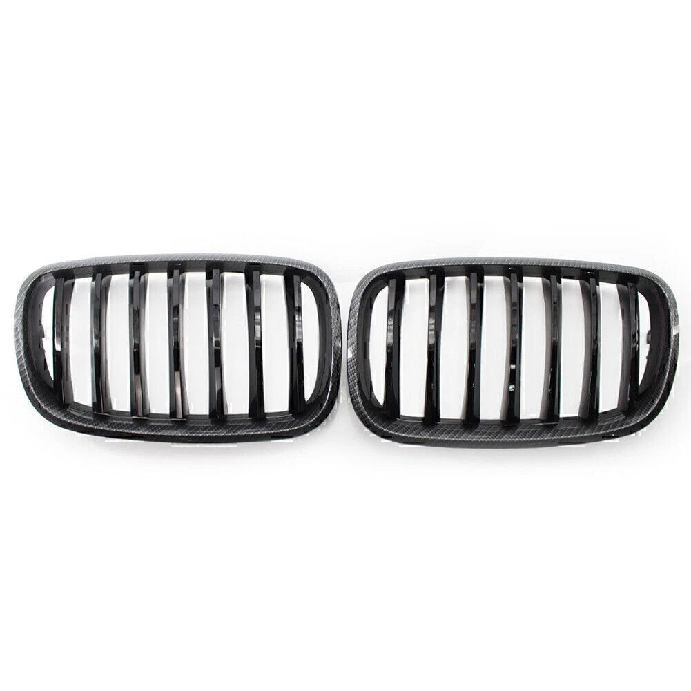 Carbon Style Grille for BMW X5 X6 E70 E71 (2008–2013) Gloss Black