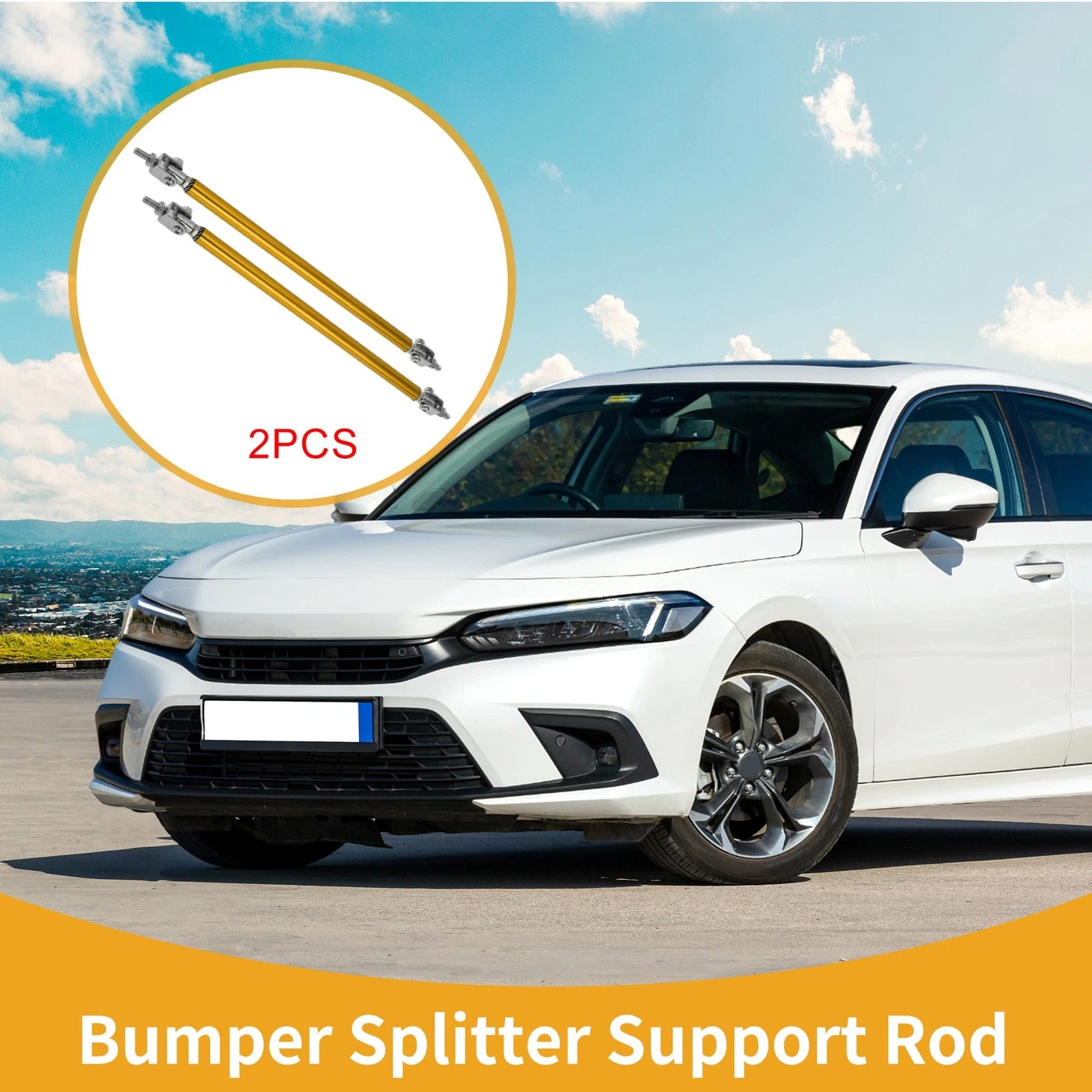 2X Adjustable Front Bumper Lip Splitter Strut Rod Tie for Universal Fit