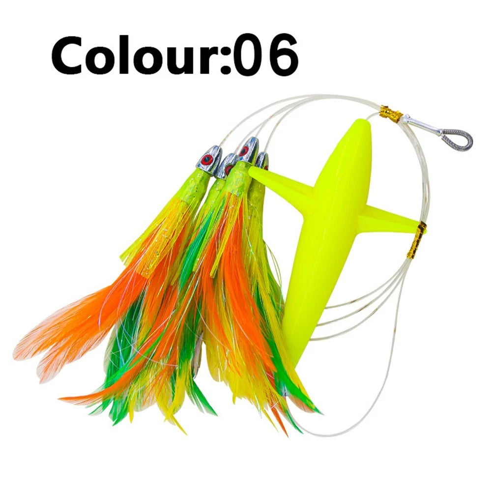 4.7in Multi-Feather Teaser Lure for Trolling Boat Fishing