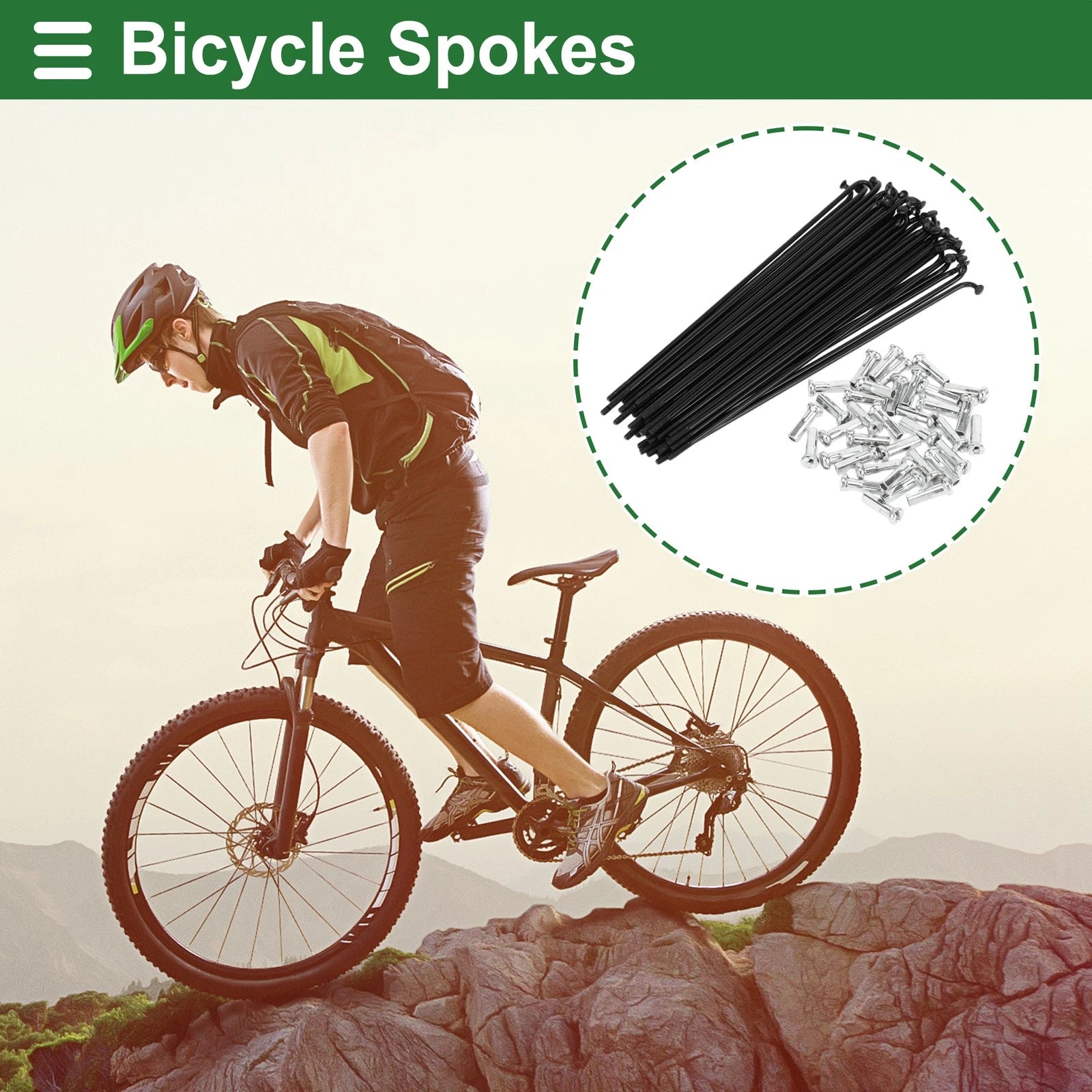 Bicycle Spokes Nipple Set 14G 125mm Carbon Steel for Universal (Universal)