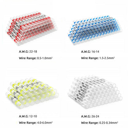 50pcs Waterproof Heat Shrink Butt Wire Connectors Terminals