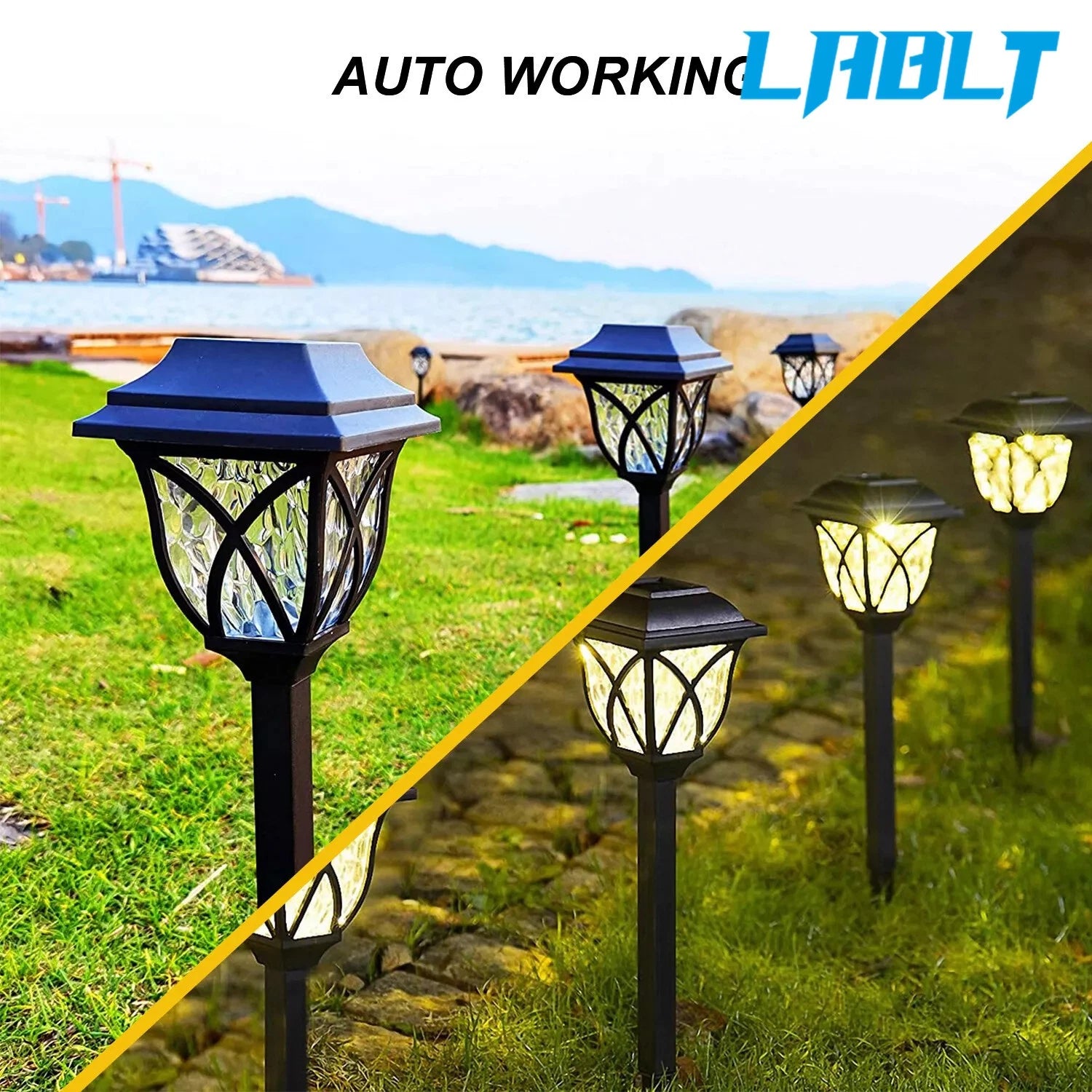 Set of 6 Solar Pathway Lights for Walkway Lawn Yard