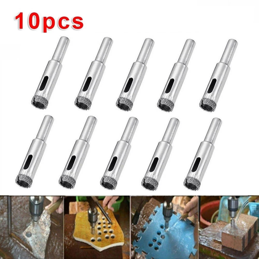 10pcs Diamond Coated Glass Drill Bits for Ceramic Granite Marble