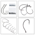 2 Barbed Single Hooks 100-Pack for Soft Worm Bait Fishing (Grey)