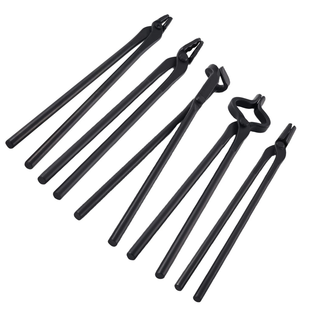 5 Piece Carbon Steel Tongs Set for Blacksmithing Tools
