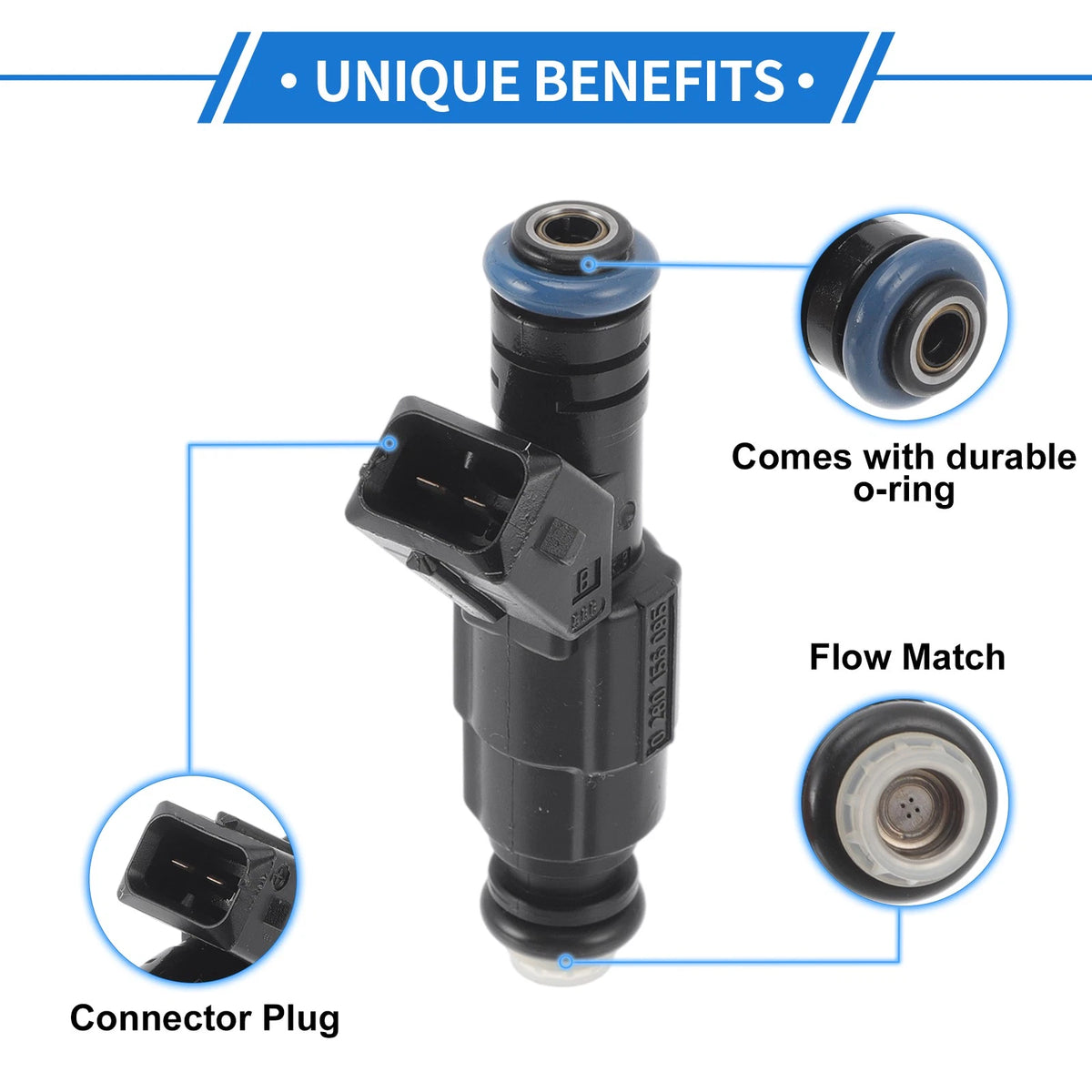1 Pc Fuel Injector No.0280156095 for Ford Focus 2.0L 2.3L L4 (2002–2004)