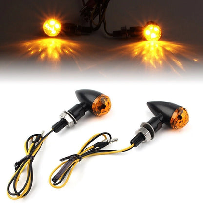 2X LED Mini Amber Turn Signal Indicators for Universal Fit (8MM)
