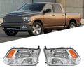Pair Halogen Headlights for Dodge Ram 1500 2500 3500 (2009–2018)