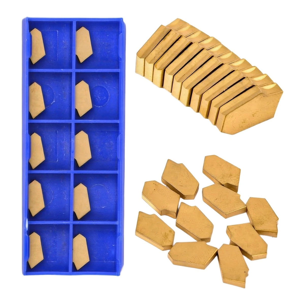 10pcs Gold Grooving Cut-Off Carbide Inserts for CNC Toolholding