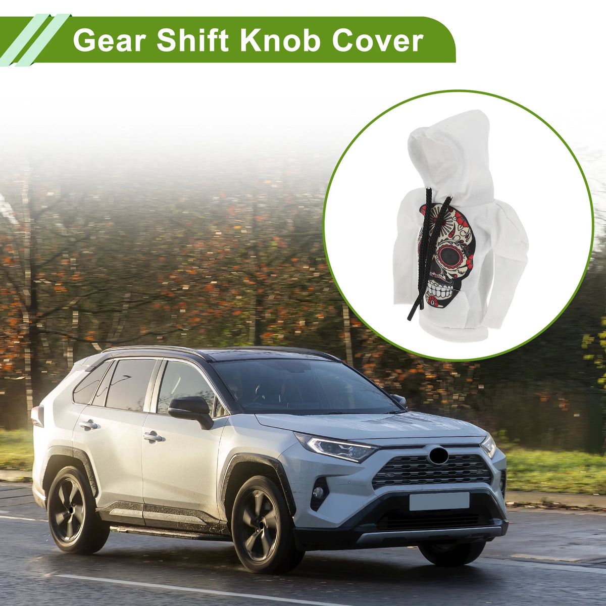 Gear Shift Knob Cover for Universal Cars (1 Pc) - White Polyester Skeleton