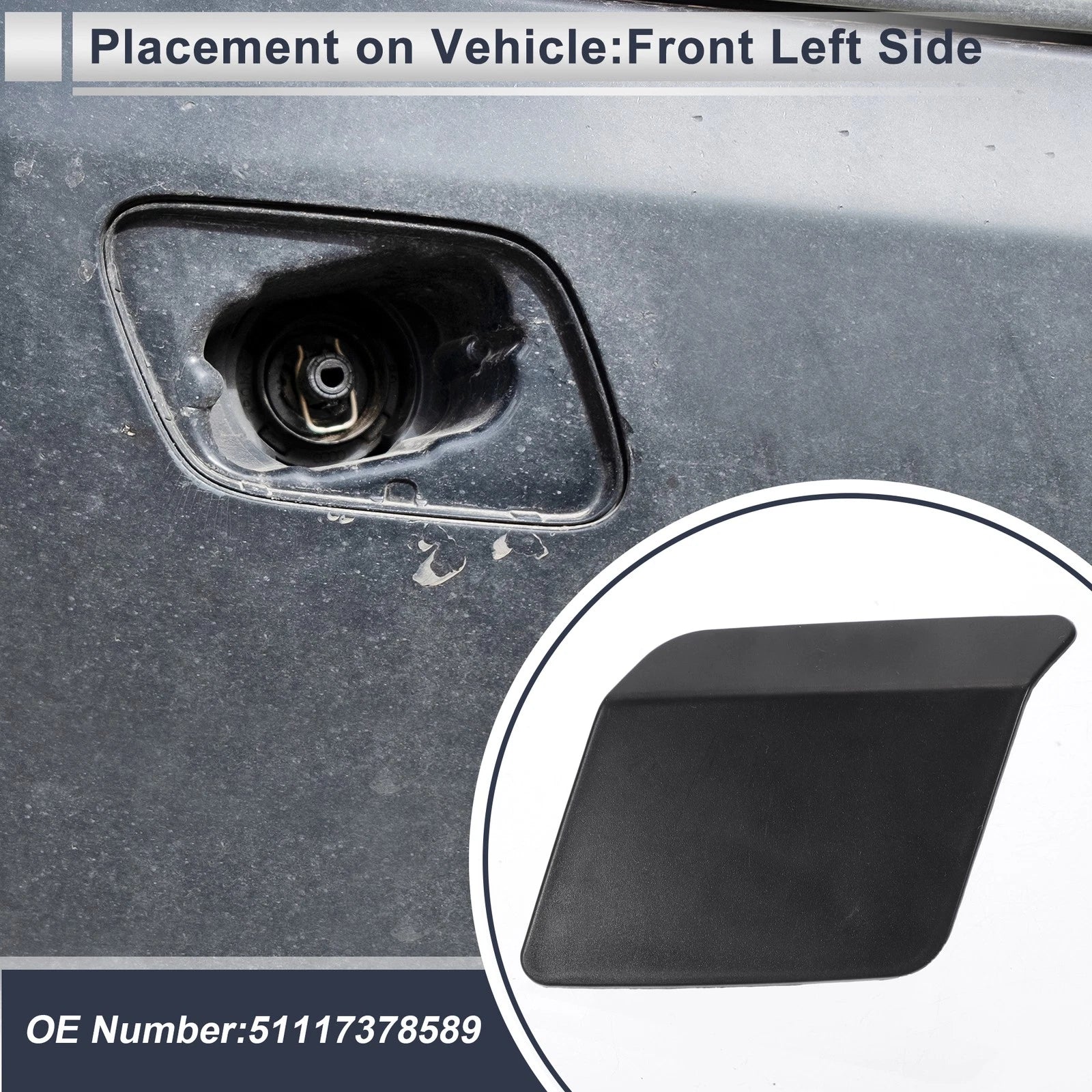 Front Left Side Headlight Washer Nozzle Cover Cap for BMW X5 (2007–2013)