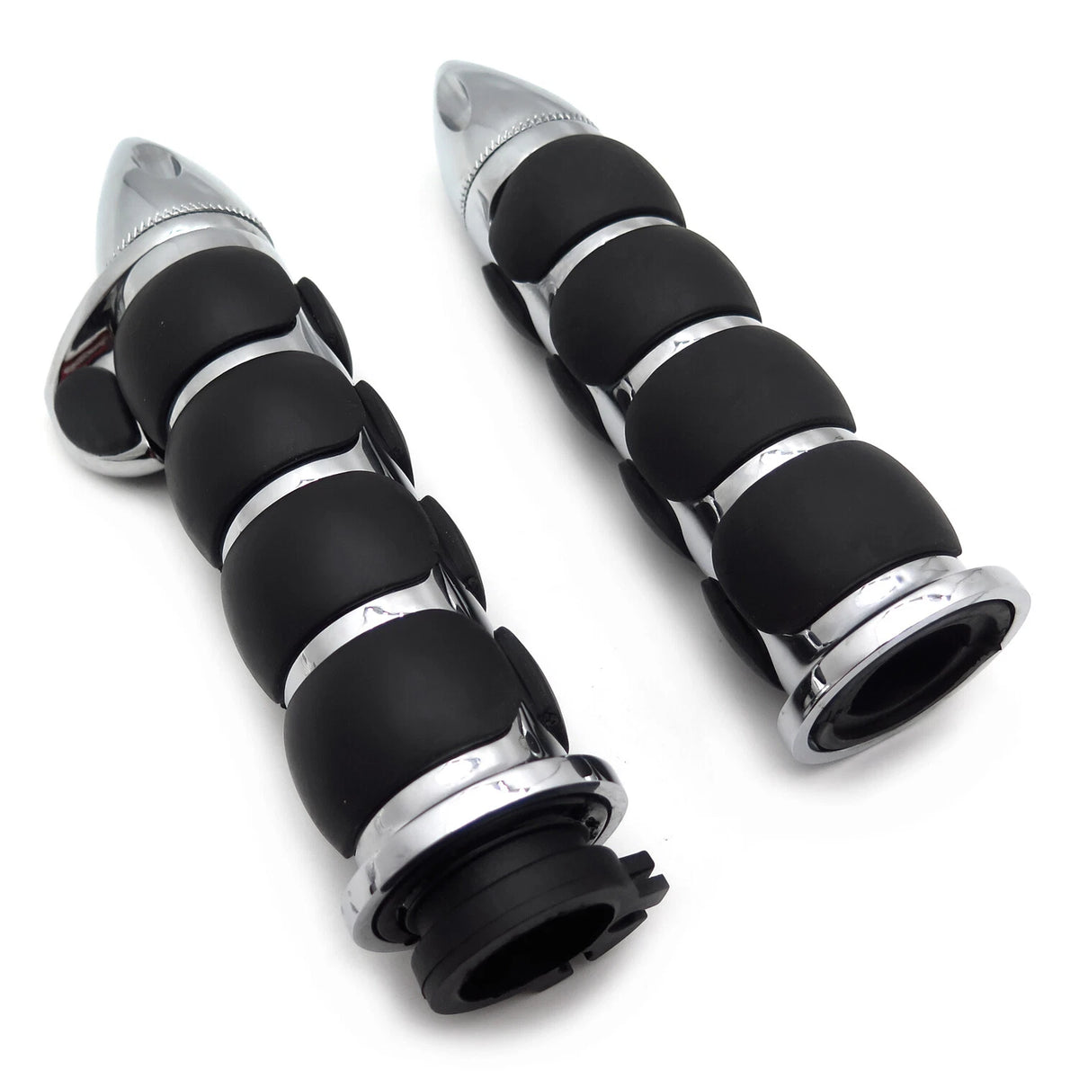 Chrome 25mm Bullet Handlebar Grip Rubber Throttle Boss for Harley Fat Boy