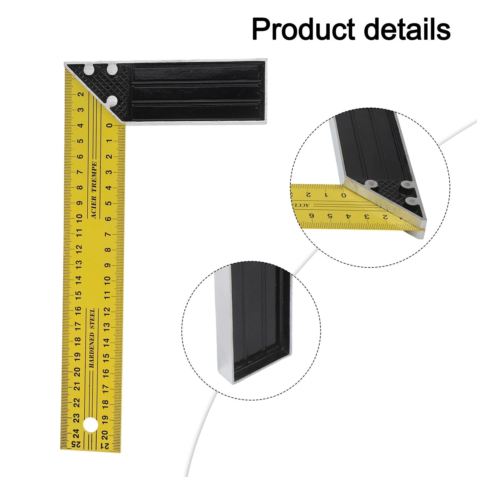 Ruler Square Stainless Steel Tool for Woodworking (90 Degree)