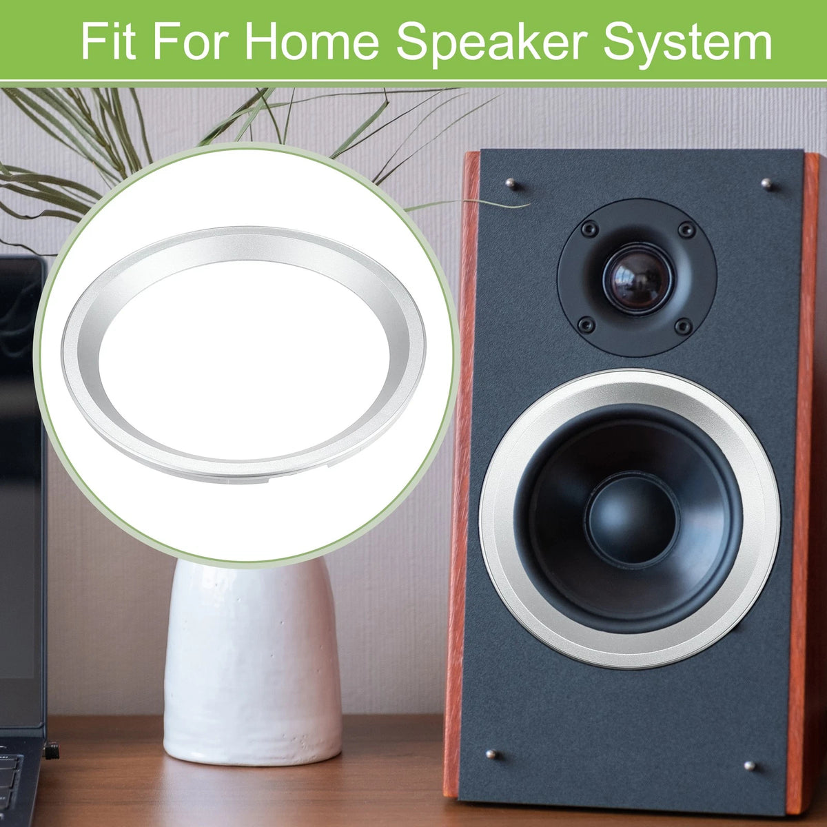 2X Speaker Rings for Car Subwoofer (6.5", Silver Tone)